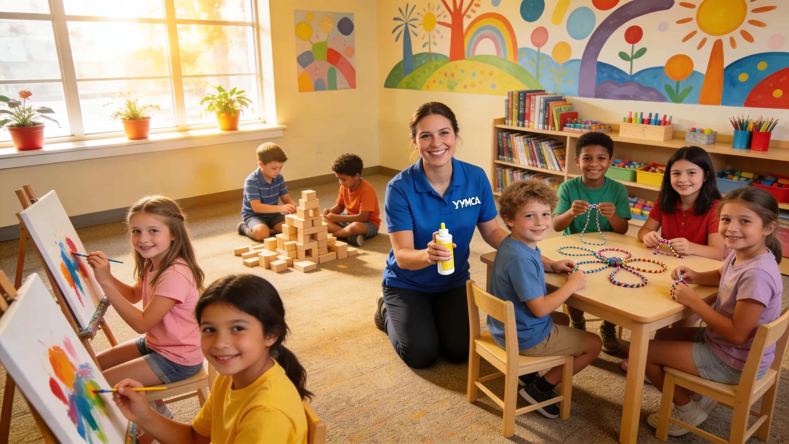 Children involved in after-school programs at the YMCA under attentive supervision